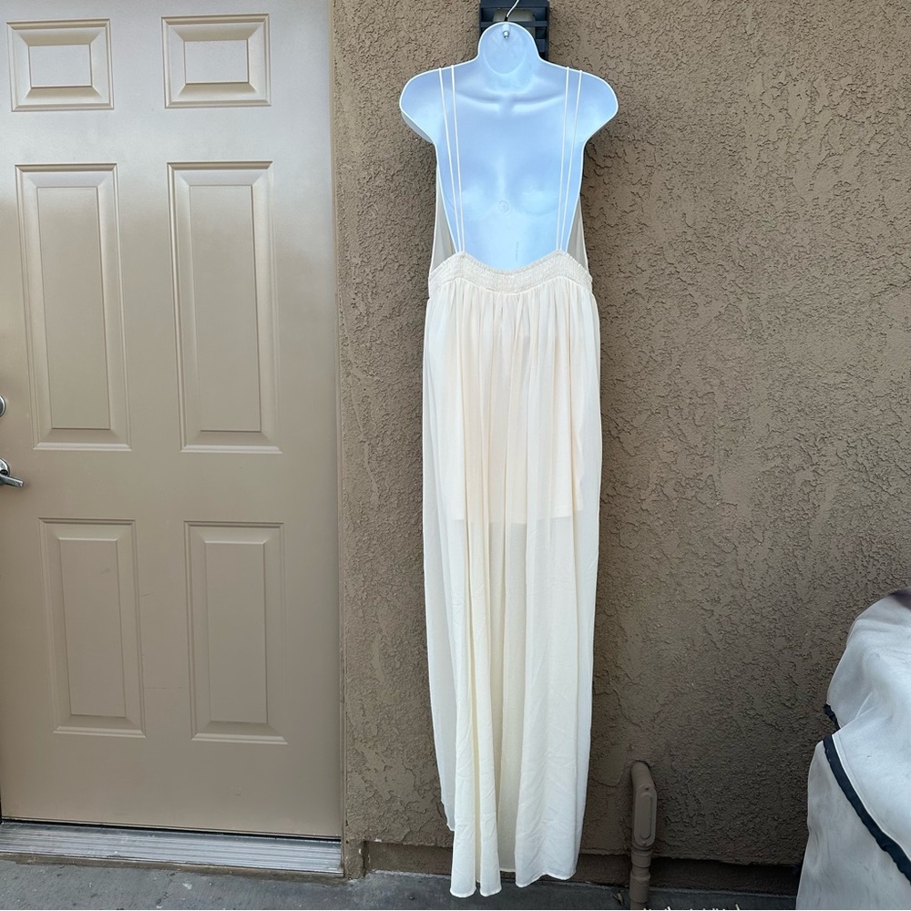 NEW Cream Open Back Strappy Maxi Dress with slit - Picture 4 of 8
